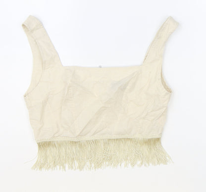 Womens UK Size 10 PRETTYLITTLETHING Beige Cropped Tank