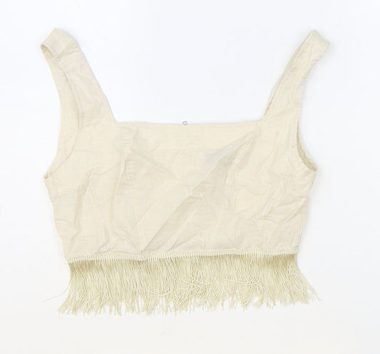 Womens UK Size 10 PRETTYLITTLETHING Beige Cropped Tank