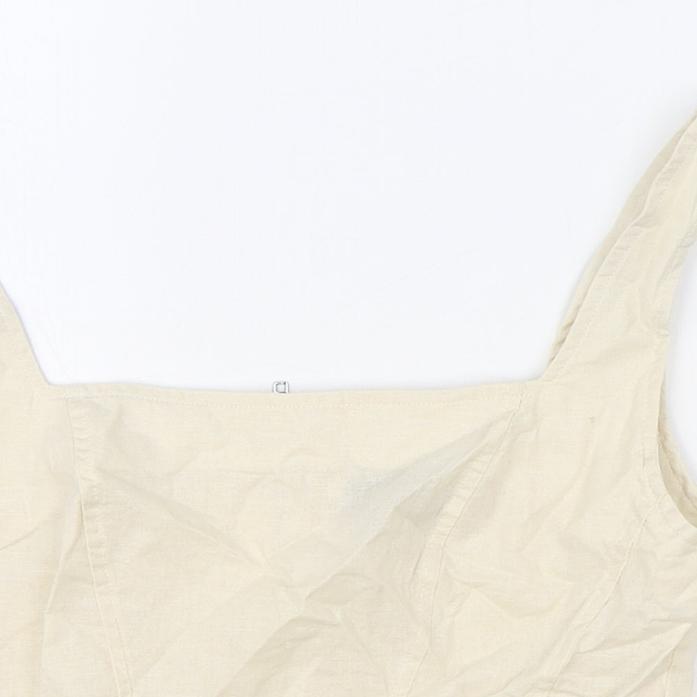 Womens UK Size 10 PRETTYLITTLETHING Beige Cropped Tank