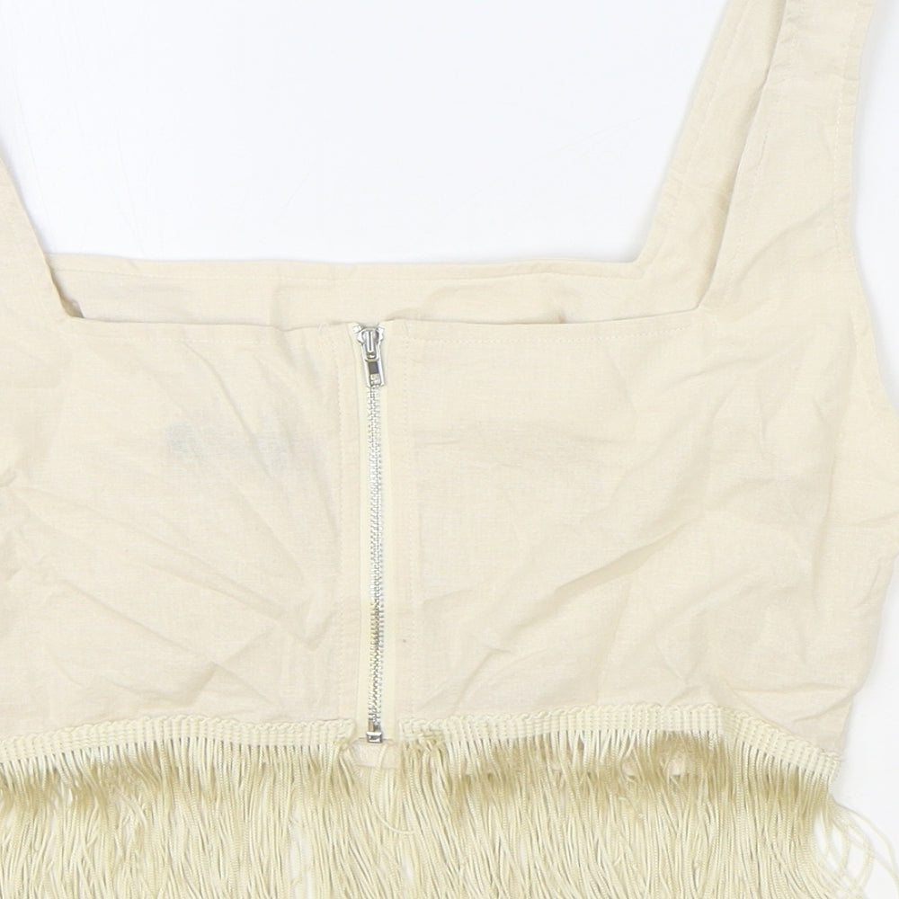 Womens UK Size 10 PRETTYLITTLETHING Beige Cropped Tank