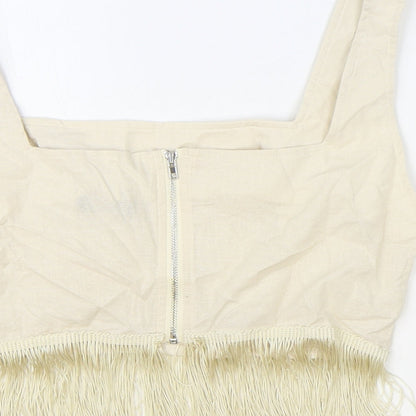 Womens UK Size 10 PRETTYLITTLETHING Beige Cropped Tank