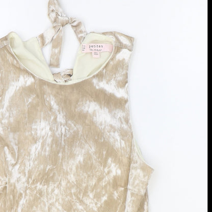 Miss Selfridge Womens Beige Polyester Basic Blouse Size 12 Round Neck