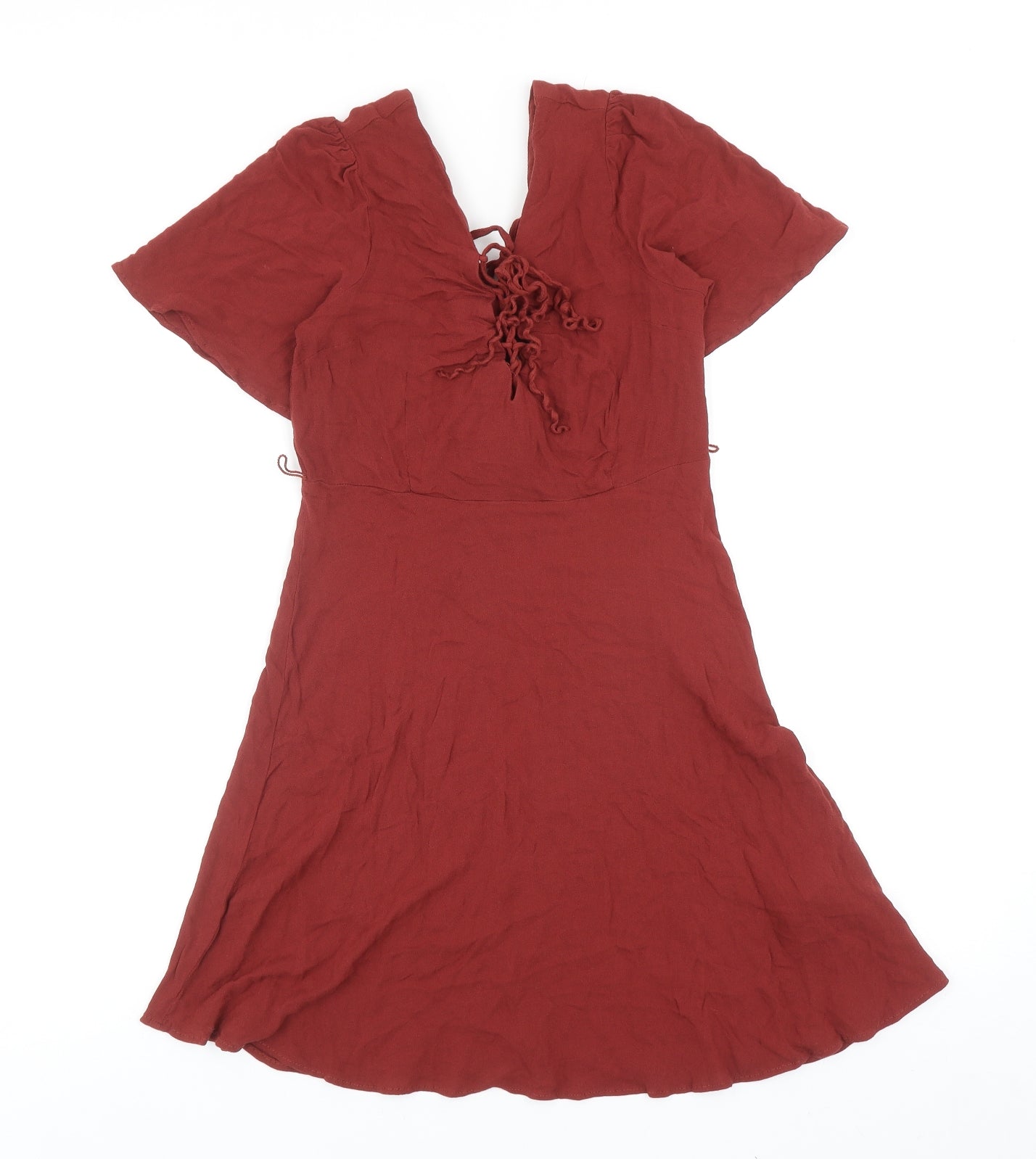 Forever 21 Womens Orange Viscose A-Line Size M V-Neck Zip