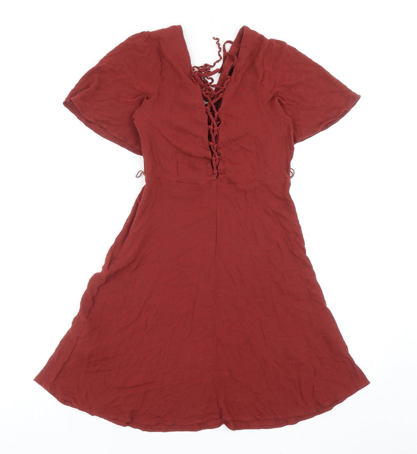 Forever 21 Womens Orange Viscose A-Line Size M V-Neck Zip