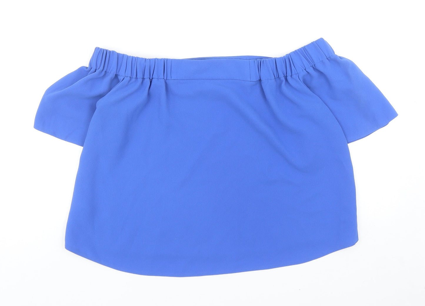 Topshop Womens Blue Polyester Cropped Blouse Size 10 Off the Shoulder - Bardot