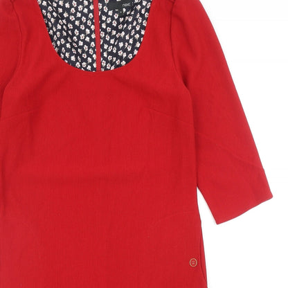 NEXT Womens Red Polyester A-Line Size 12 Scoop Neck Zip