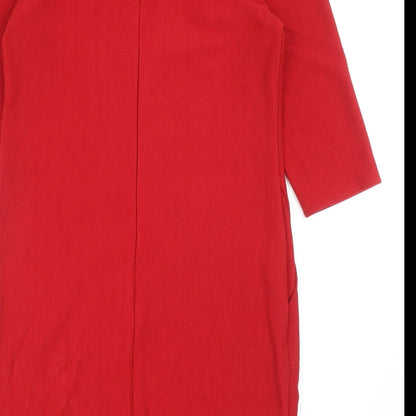 NEXT Womens Red Polyester A-Line Size 12 Scoop Neck Zip