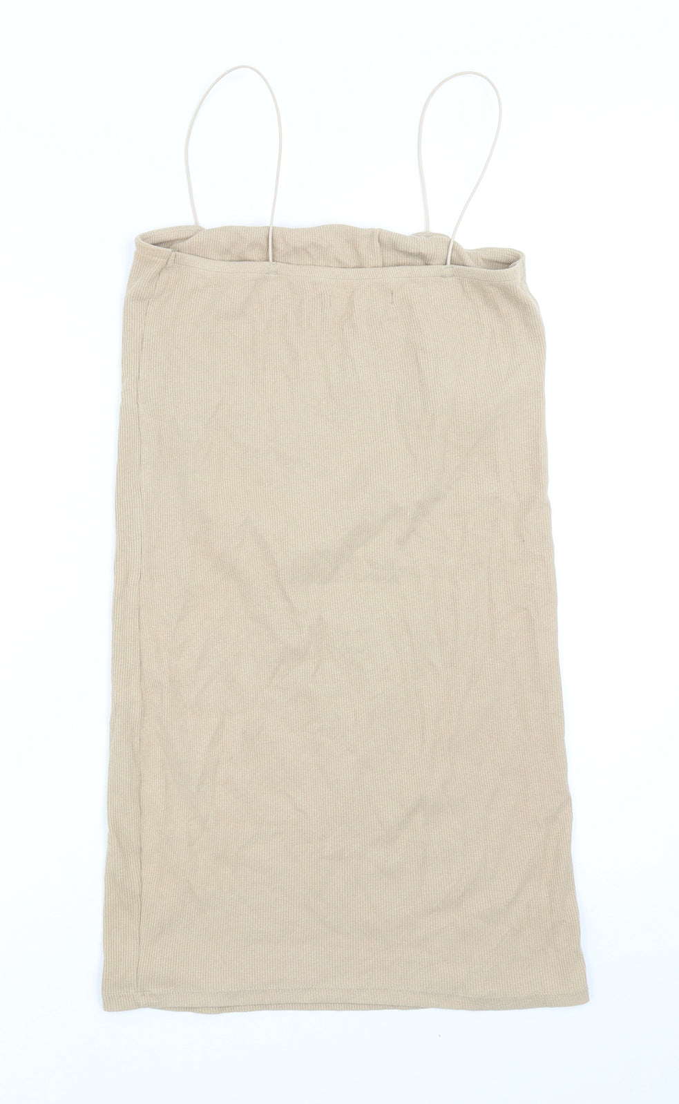 Pull&Bear Womens Beige Polyester Mini Size L Square Neck Pullover