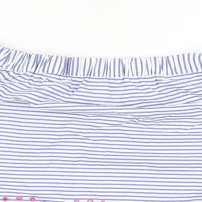 Tu Womens Blue Striped Cotton Basic Blouse Size 12 Off the Shoulder