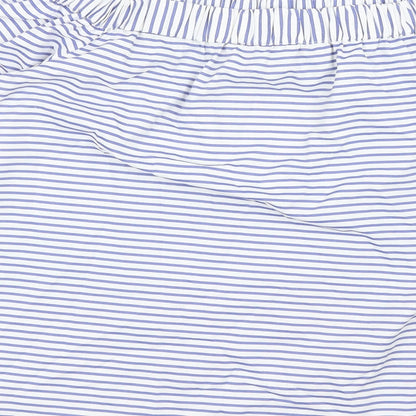 Tu Womens Blue Striped Cotton Basic Blouse Size 12 Off the Shoulder