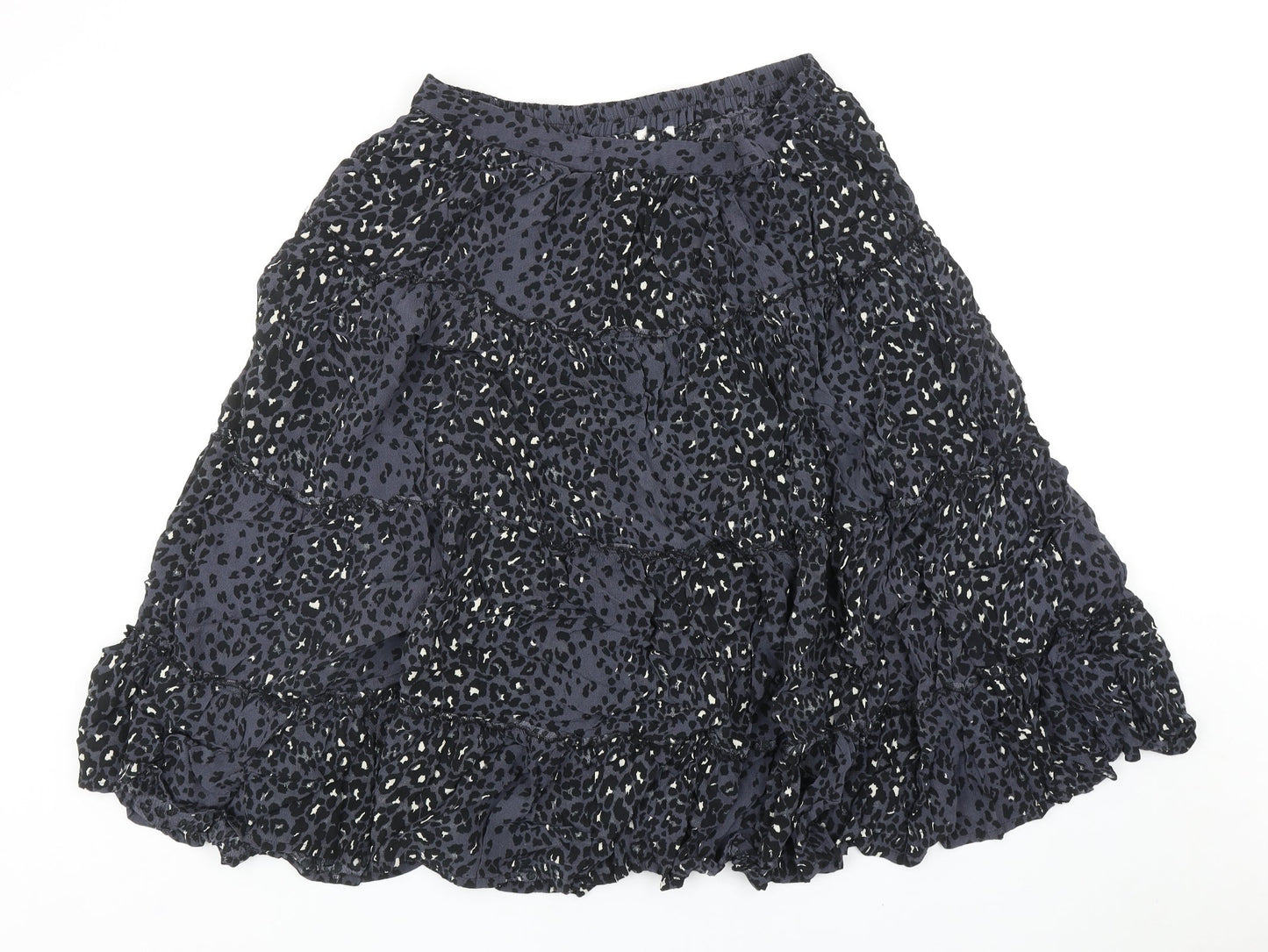 Monsoon Womens Blue Animal Print Viscose Flare Skirt Size 33 in - Leopard Print