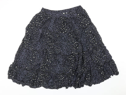 Monsoon Womens Blue Animal Print Viscose Flare Skirt Size 33 in - Leopard Print