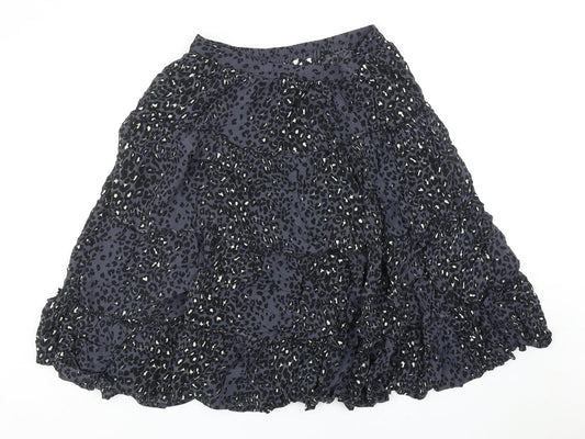 Monsoon Womens Blue Animal Print Viscose Flare Skirt Size 33 in - Leopard Print