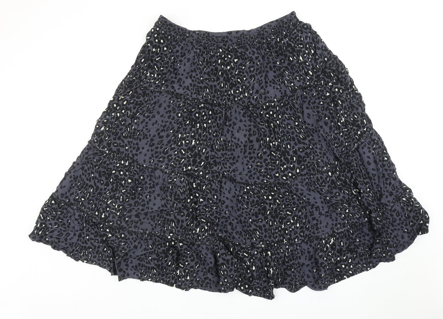 Monsoon Womens Blue Animal Print Viscose Flare Skirt Size 33 in - Leopard Print