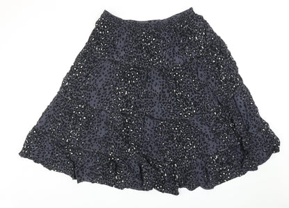 Monsoon Womens Blue Animal Print Viscose Flare Skirt Size 33 in - Leopard Print