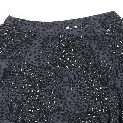 Monsoon Womens Blue Animal Print Viscose Flare Skirt Size 33 in - Leopard Print