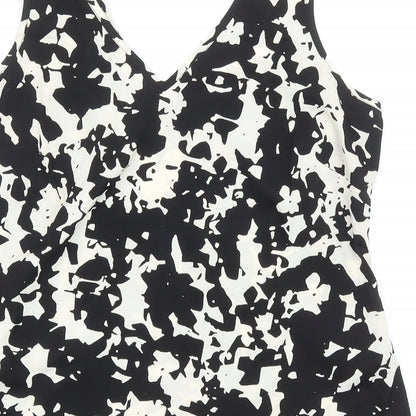 Anthology Womens Black Geometric Polyester Basic Tank Size 12 V-Neck