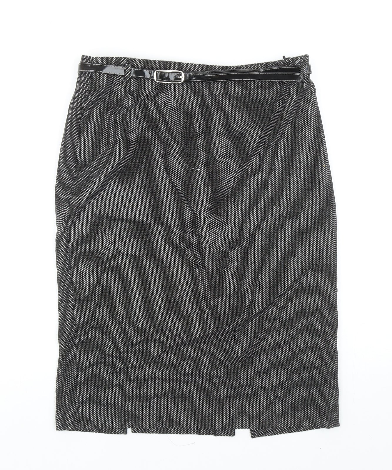 Marks and Spencer Womens Grey Geometric Polyester Straight & Pencil Skirt Size 10 Zip