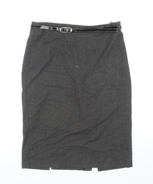 Marks and Spencer Womens Grey Geometric Polyester Straight & Pencil Skirt Size 10 Zip
