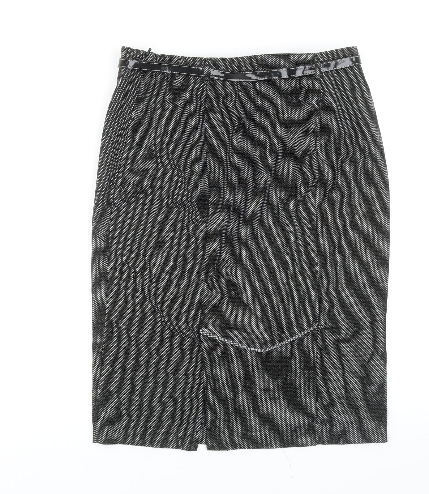 Marks and Spencer Womens Grey Geometric Polyester Straight & Pencil Skirt Size 10 Zip