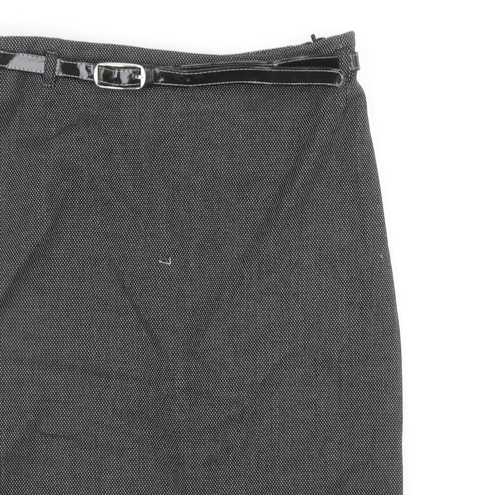 Marks and Spencer Womens Grey Geometric Polyester Straight & Pencil Skirt Size 10 Zip