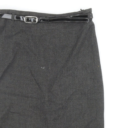 Marks and Spencer Womens Grey Geometric Polyester Straight & Pencil Skirt Size 10 Zip