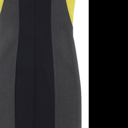 Marks and Spencer Womens Grey Polyester Bodycon Size 10 Round Neck Zip - Colourblock