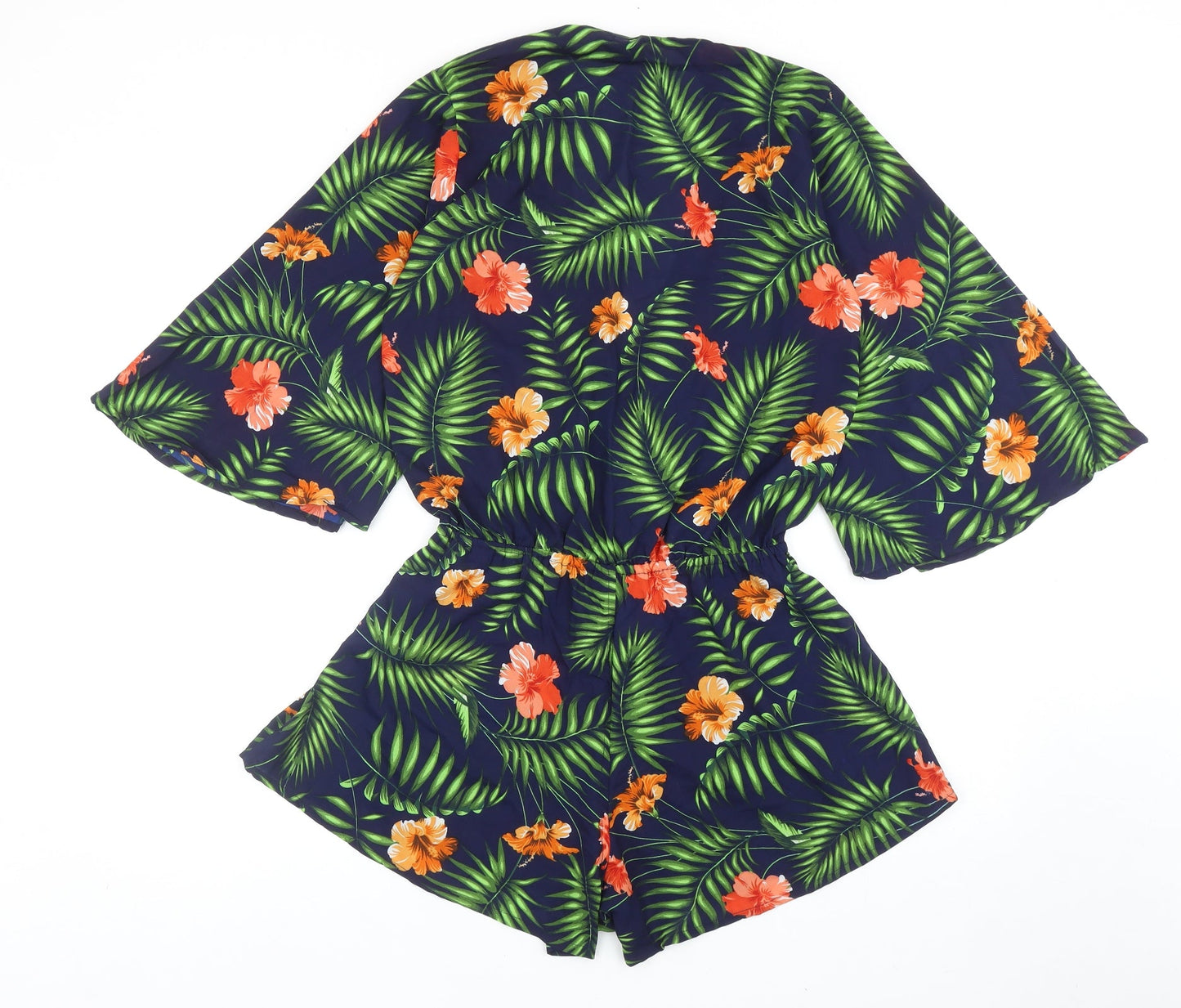 Boohoo Womens Blue Geometric Polyester Playsuit One-Piece Size 6 Pullover