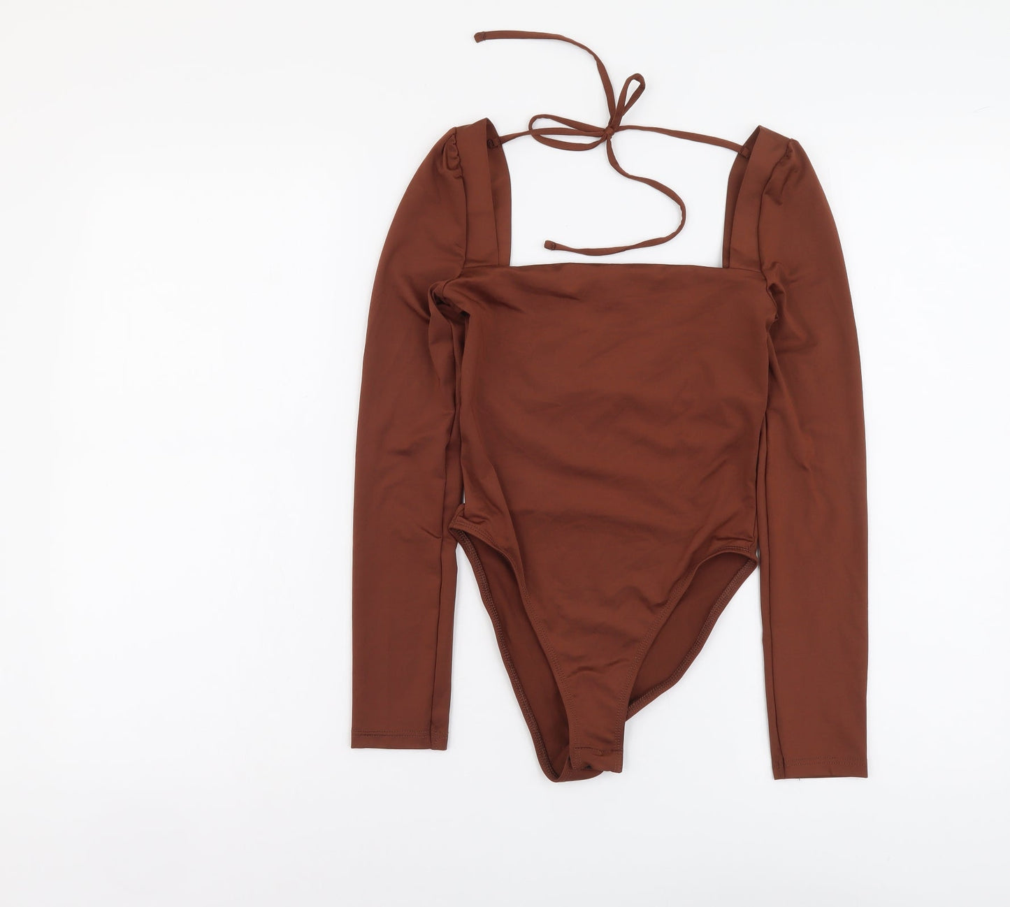 Topshop Womens Brown Polyester Bodysuit One-Piece Size 4 Snap