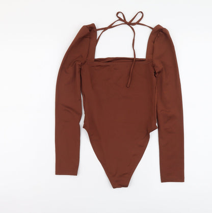 Topshop Womens Brown Polyester Bodysuit One-Piece Size 4 Snap