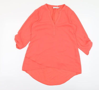 Paraphrase Womens Pink Polyester Basic Blouse Size XS V-Neck