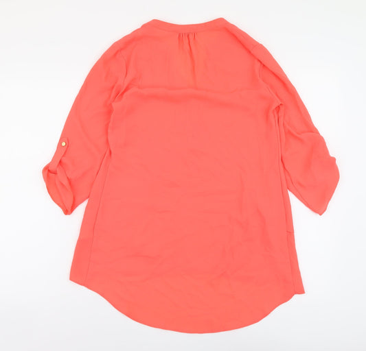 Paraphrase Womens Pink Polyester Basic Blouse Size XS V-Neck
