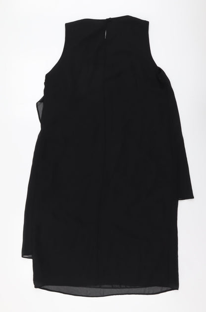 Debenhams Womens Black Polyester A-Line Size 10 Round Neck Button