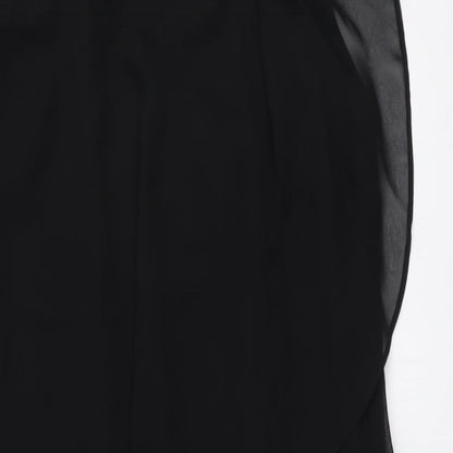 Debenhams Womens Black Polyester A-Line Size 10 Round Neck Button