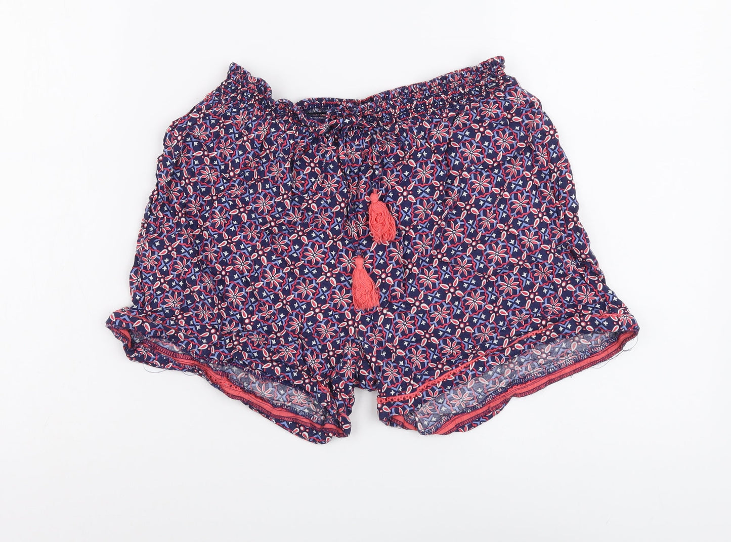 George Womens Multicoloured Geometric Viscose Bermuda Shorts Size 12 L3 in Regular Drawstring