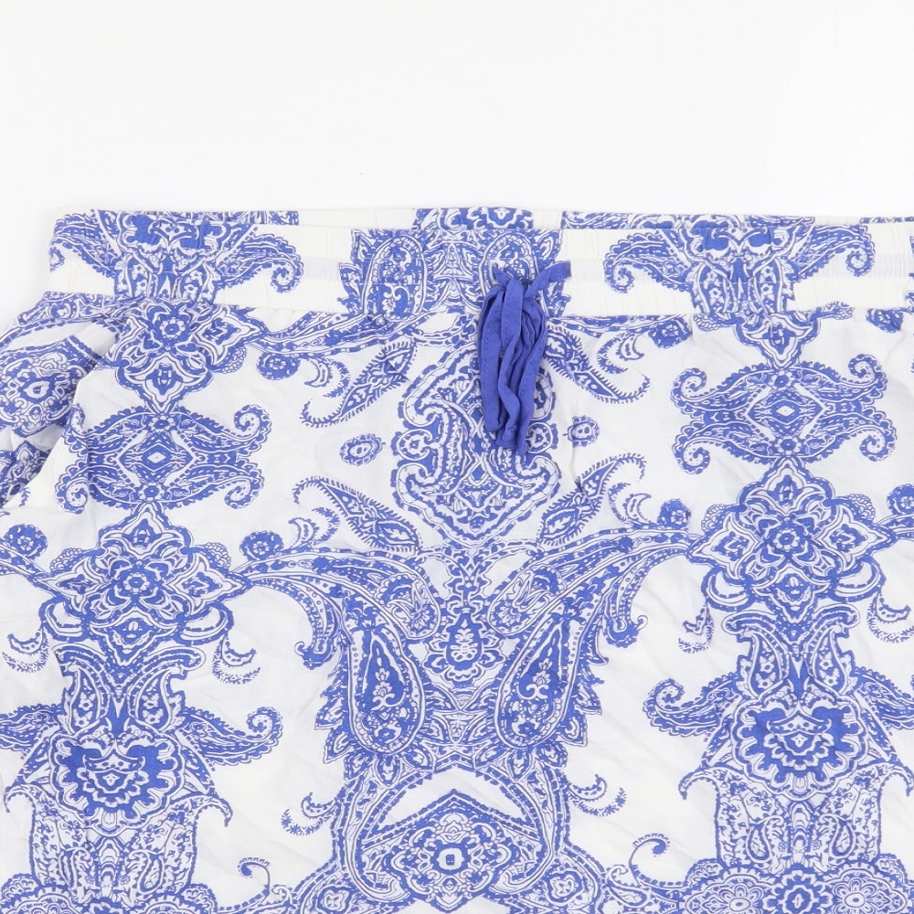 Marks and Spencer Womens Blue Geometric Viscose Straight & Pencil Skirt Size 12 Drawstring