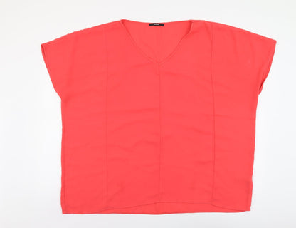 George Womens Red Polyester Basic Blouse Size 18 V-Neck