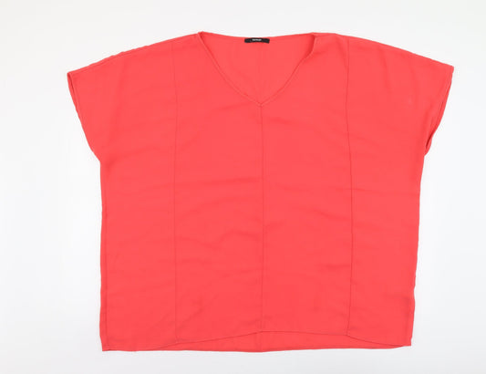 George Womens Red Polyester Basic Blouse Size 18 V-Neck