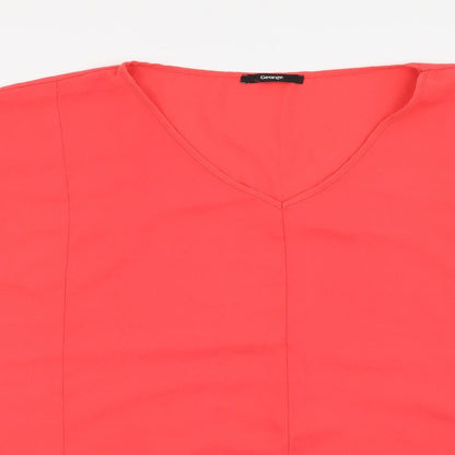 George Womens Red Polyester Basic Blouse Size 18 V-Neck