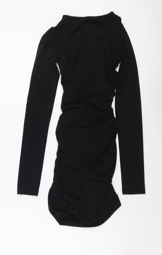 Pull&Bear Womens Black Polyester Bodycon Size S V-Neck Pullover