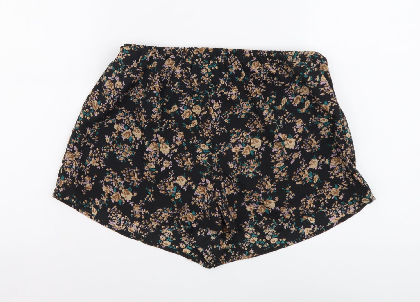 SheIn Womens Black Floral Polyester Bermuda Shorts Size M L4 in Regular