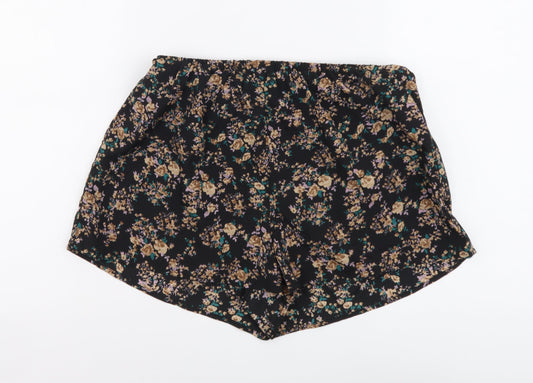 SheIn Womens Black Floral Polyester Bermuda Shorts Size M L4 in Regular