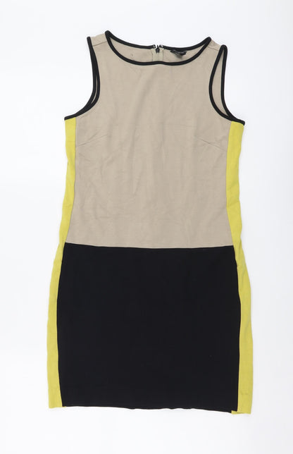 Ann Taylor Womens Multicoloured Colourblock Nylon Mini Size XS Round Neck Zip