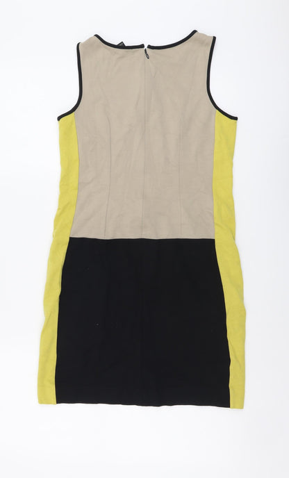 Ann Taylor Womens Multicoloured Colourblock Nylon Mini Size XS Round Neck Zip