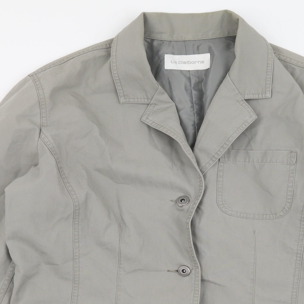 Liz Claiborne Womens Grey Jacket Size 12 Button