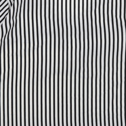 Papaya Womens White Striped Polyester Basic Blouse Size 12 V-Neck - Ruffle Cuff