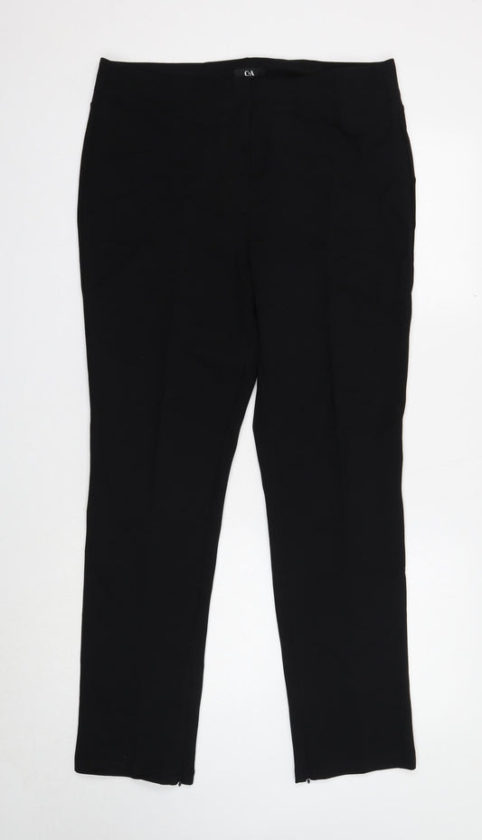 C&A Womens Black Polyester Trousers Size 16 Regular Button