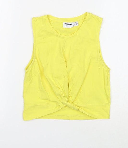 Noisy may Womens Yellow Cotton Basic T-Shirt Size S Round Neck