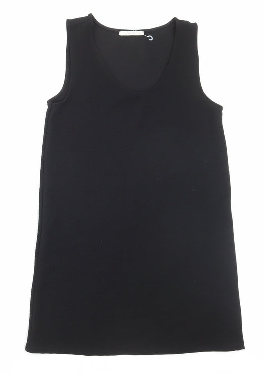 George Womens Black Polyester Shift Size 8 Scoop Neck Pullover