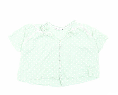 Womens UK Size S Zara Green Cropped Button-Up
